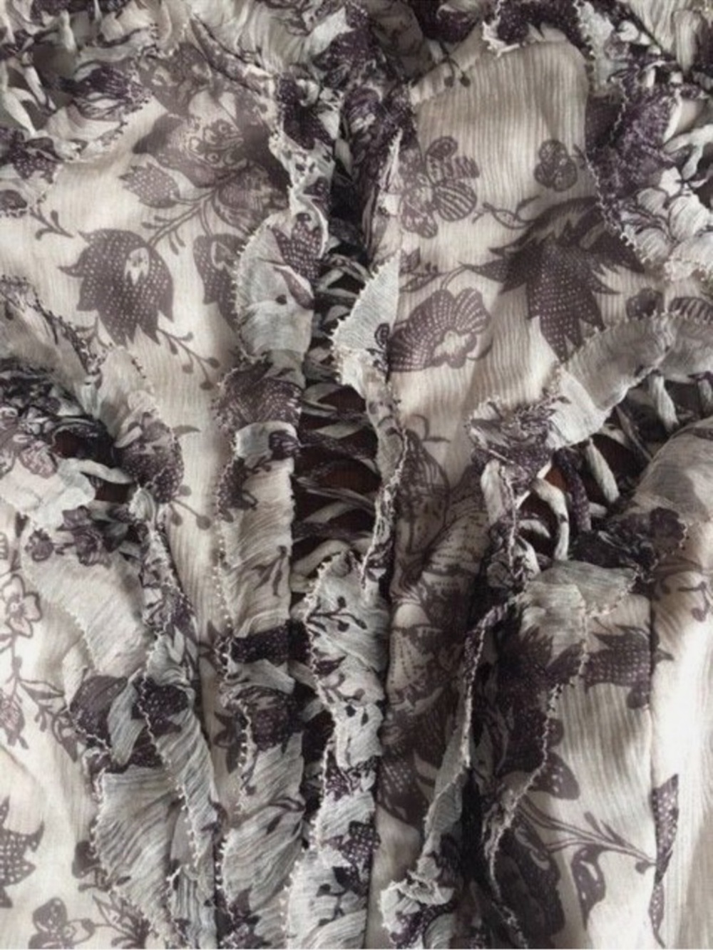 Zimmermann Cream and Brown Floral Ruffle Mini Dress Sz M - Picture 14 of 15